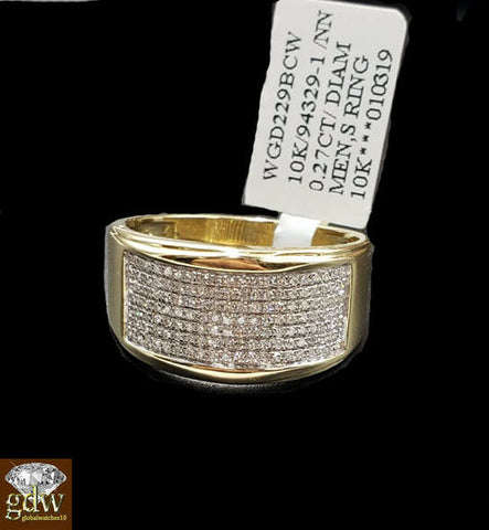 Men 10k Yellow Gold Engagement Wedding Ring Band REAL1/4CT Diamond SIZE 11, REAL