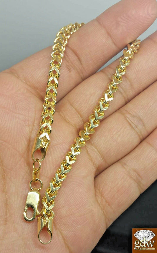 Real 10k Yellow Gold 22" Franco Chain Bracelet 7.5" 8" 8.5" 9" 4mm,Necklace,10kt