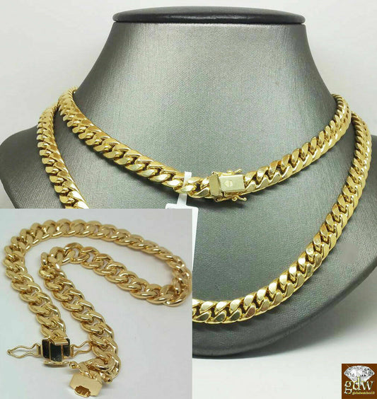 Real 10k Gold 8mm Miami Cuban Chain Bracelet Set Necklace 22" Bracelet 7.5"-9"