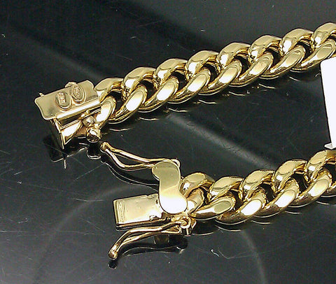 Real 10K Men Yellow Gold 6mm Miami Cuban Bracelet box lock 9"