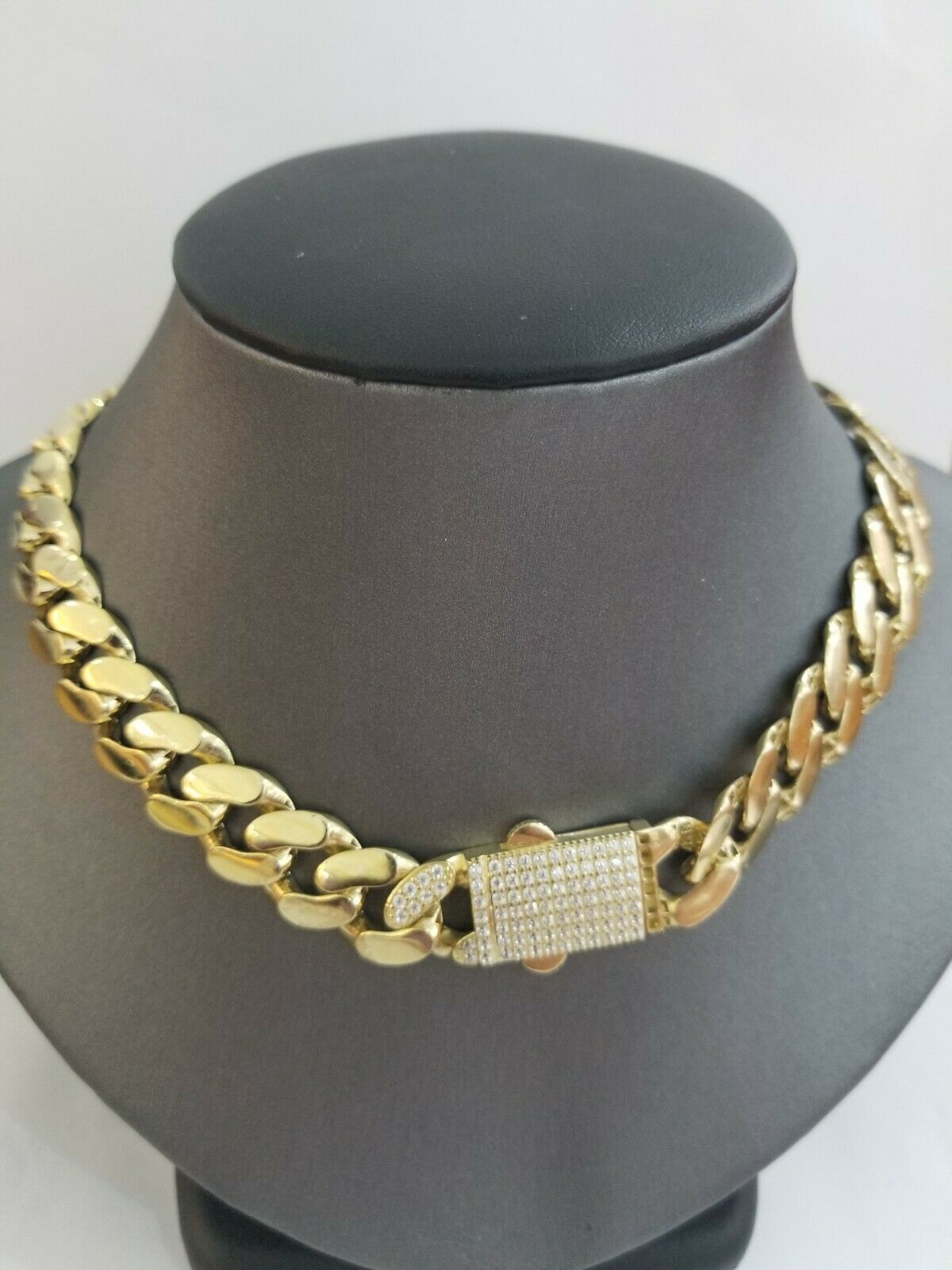 10k Real Gold Royal Miami Cuban Chain 14mm Royal Necklace Bracelet Set Men