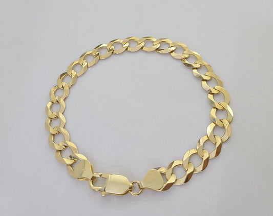 Real Gold Bracelet 10k Gold 8mm Link 8 Inch Men Women Cuban Curb Link