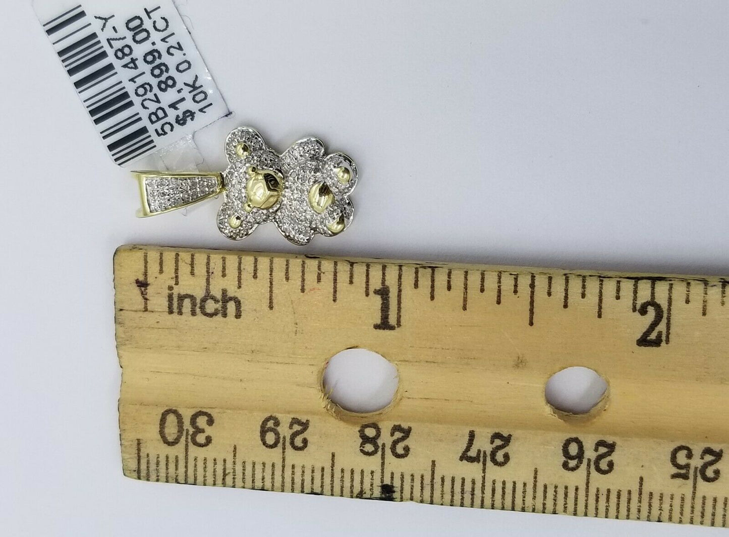 Genuine Diamonds 10k Yellow Gold Teddy Bear Charm Toy Doll Pendant Real 0.21CT