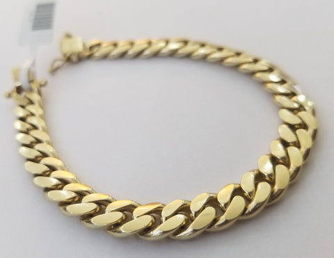 Real 10k Solid Gold Bracelet Miami Cuban Link 8.5mm 8 inch Box Lock 10kt Strong