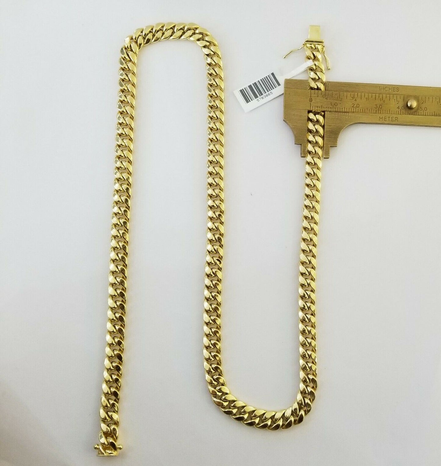 Real 14K Yellow Gold Miami Cuban Link Necklace Chain 8mm box Lock,14kt Gold