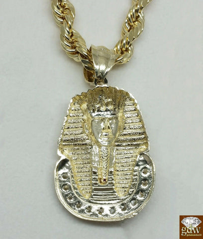10 K Yellow Gold Pharaoh Head Pendant 1.5" Long