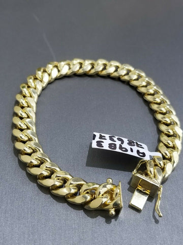 10k Yellow Gold Miami Cuban Men Bracelet 9" Inch 9MM Box Clasp REAL.