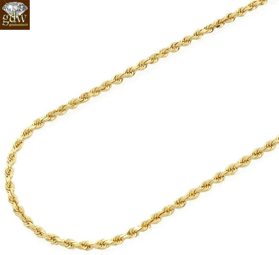 14K Gold Chain For Men Women Real Gold Necklace 2.5mm Rope 18" 20" 22" 24" 26"