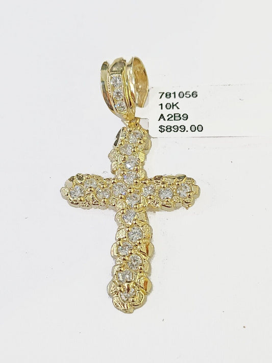 10k Gold Rope Chain & Cross Charm Pendent SET 3mm 22 Inches Necklace