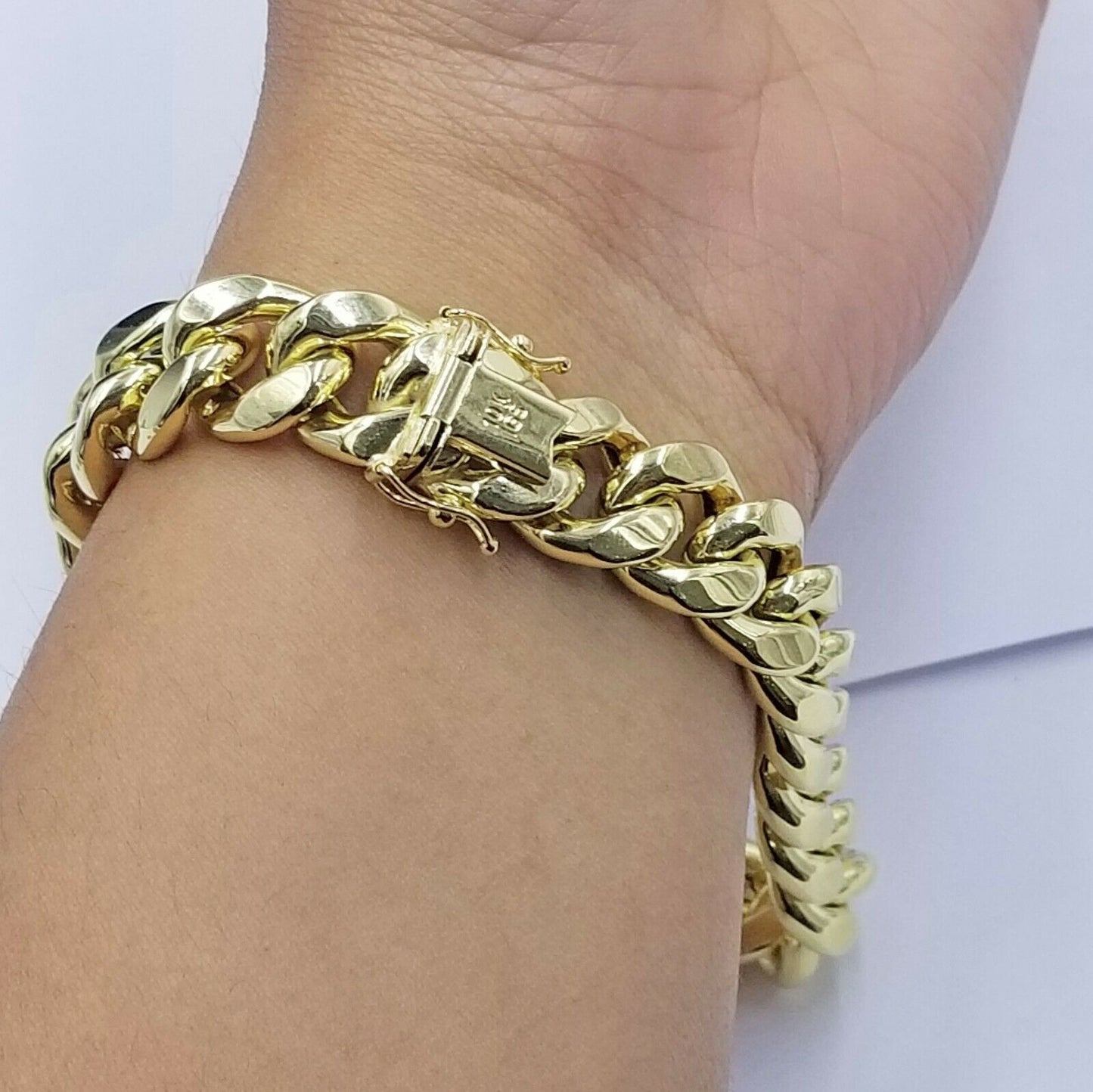 10K Yellow Gold Bracelet Royal Miami Cuban Link 9 inch Bracelet 13mm Real