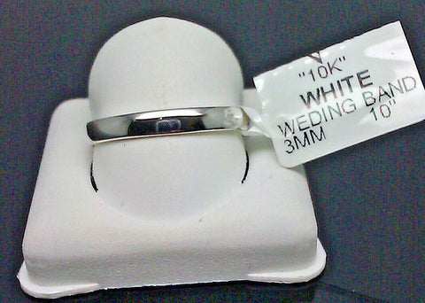 Real , Genuine 10K White Gold Mens Wedding, Anniversary Band Ring Size10, 3mm N