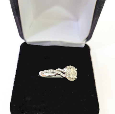 REAL 10k White Gold Diamond Ring 0.75 CT Square Shaped Ladies Engagement Wedding