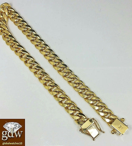 Real 10k Gold Miami Cuban Bracelet 7mm 8" Inch Box Lock strong Link Rope Men