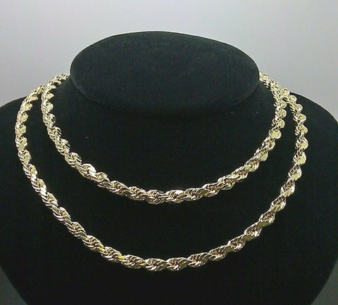 Real 10K Yellow Gold Men Rope Chain 5mm 23" Inch