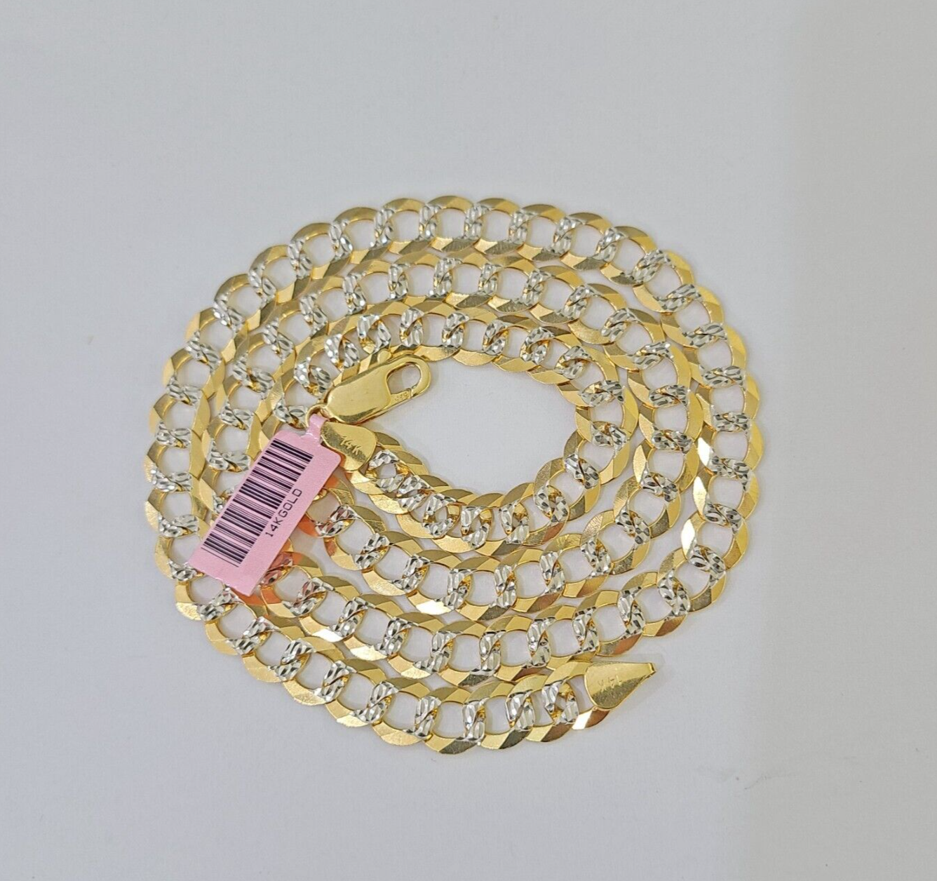 REAL 14k Solid Cuban Curb Link necklace with Diamond Cuts 24 inches 8mm 14kt