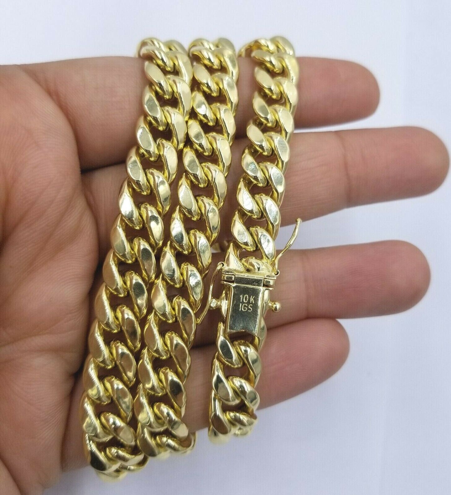 Real Gold Chain 10k Gold Miami Cuban Link 24 Inch Necklace Strong Mens Chain