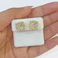 10k Yellow gold Flower Earrings with Real 2.09CT diamond screw-bag ,Women studs