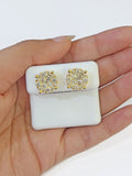 10k Yellow gold Flower Earrings with Real 2.09CT diamond screw-bag ,Women studs