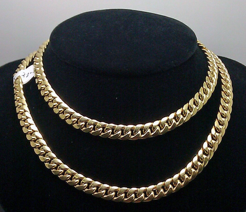 10k Yellow Gold Chain Miami Cuban Necklace 6mm 18 Inch Box Clasp