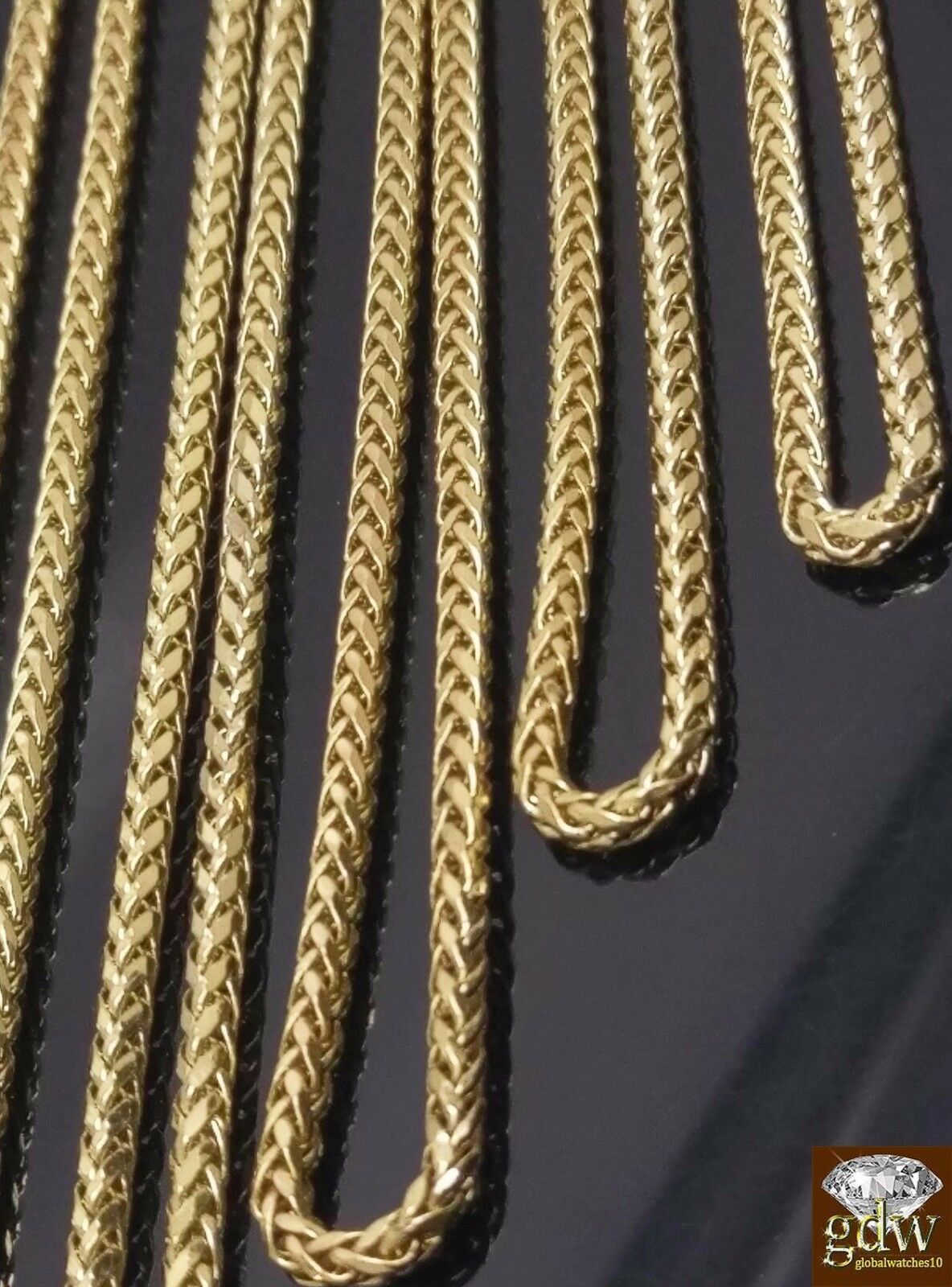 10k Yellow Gold 3mm Palm Chain Necklace 18"-30" Inch Mens ladies REAL 10KT GOLD