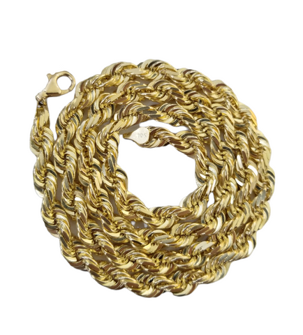 10k Gold Rope Chain For Men Necklace Diamond Cut 6mm 30 Inch SOLID Free Shipping