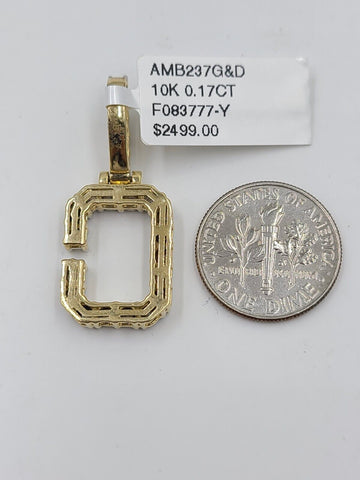 Real 10k Gold & Diamond Letter "C" Initial Alphabet Charm/Pendant 1.25".