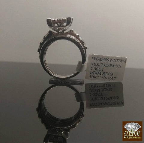 Real 2 CT Diamond Solid 10k White Gold ladies Ring Engagement Wedding Women band