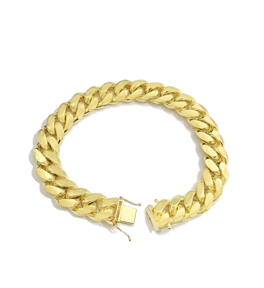 14kt Solid Yellow Gold Miami Cuban Bracelet Real 14k 13mm 9.5 inches Box Lock