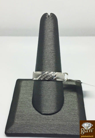 Genuine New 14k Men's White Gold Engagement/Wedding Band With Real Diamonds.
