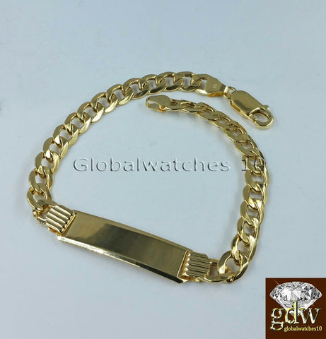 Real 10 k Gold cuban curb Link Baby ID Bracelet, 7" Inch, Engrave,Rope, Franco,N