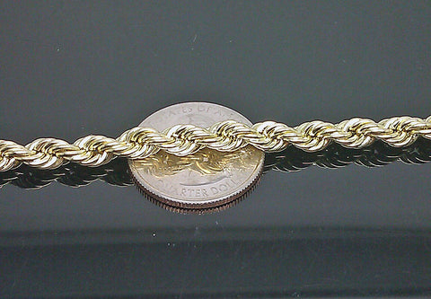 Brand New 10K Yellow Gold Rope Bracelet 6mm 7.5 Inches Long Mens Ladies