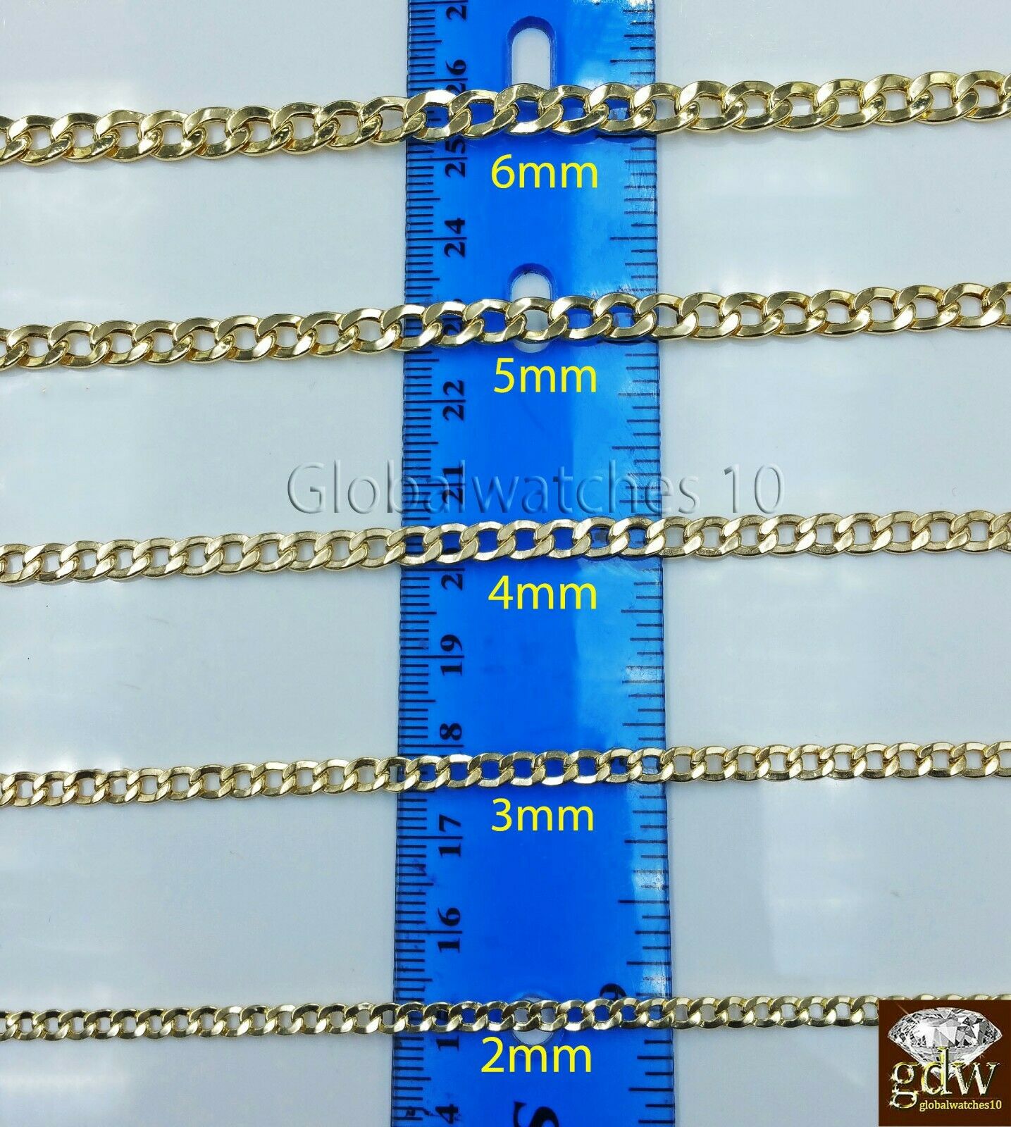 Real 14k Yellow Gold Men Cuban Link Chain Necklace 2mm 3mm 4mm 5mm 6mm