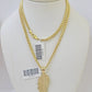 10k Yellow Gold Miami Cuban Chain & Wings Charm \ Pendent SET 3mm 22 Inches