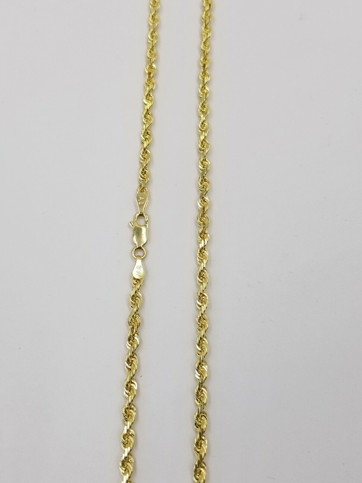 14k Solid Yellow Gold 2.5mm Rope Chain Real Diamond Cut 24" Inches Lobster Lock