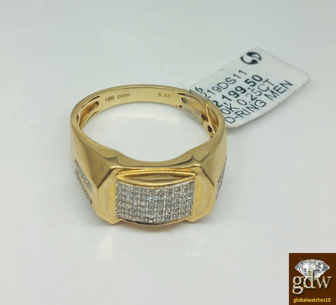 Real 10k Yellow Gold Men's Engagement/Wedding Ring With Real Diamonds, Pinky