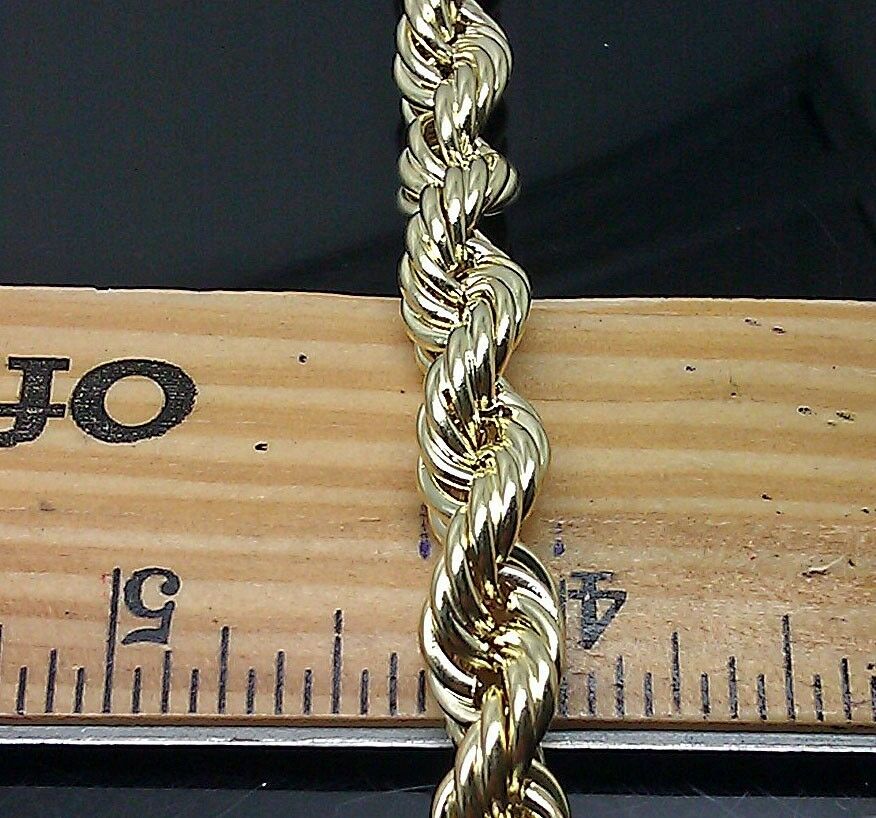 Real 10k Yellow Gold Rope Bracelet 8 mm 8" Inch Lobster Men