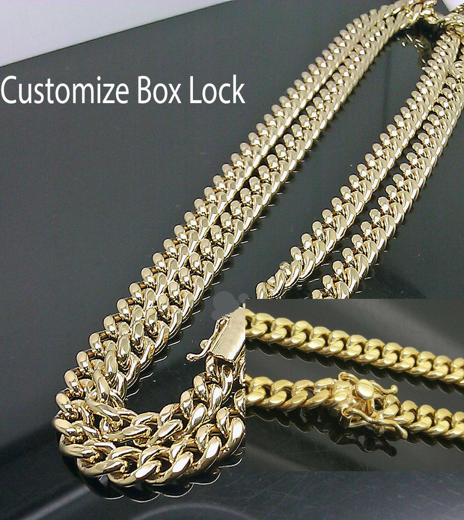 10K Gold Chain Men 6mm Miami Cuban Chain Necklace Box Lock Clasp 19 inch