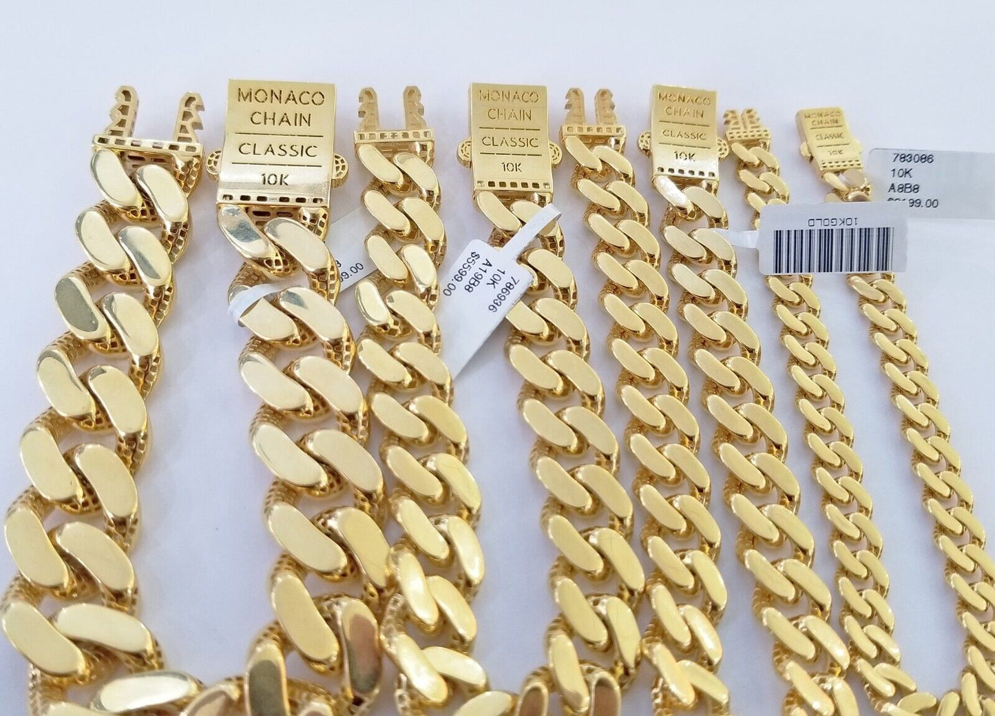 10K Real Yellow Gold Miami Cuban Monaco Chain 9" Bracelet 7mm 11mm 13mm 17mm