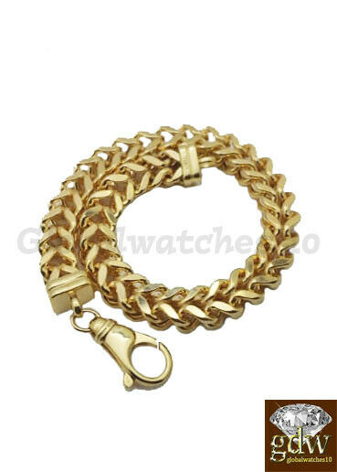 10k Gold Bracelet Men Franco Lobster Clasp 7mm Rope Cuban