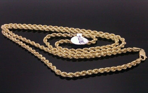 Real 10K Yellow Gold Rope Chain  Necklace 25" Inch 3mm lobster  Men Women