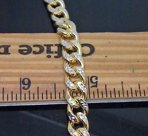 REAL 10K Yellow Gold Cuban Diamond Cut Link Bracelet 8" Inch Men Women Rope