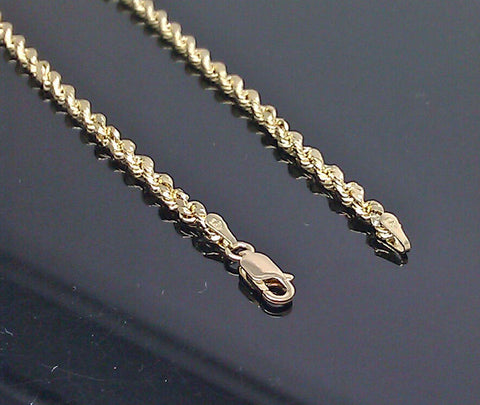 14K Solid Yellow Gold Rope Chain Diamond Cut 2mm 18" 20" 22" 24" 26" 28" 30"