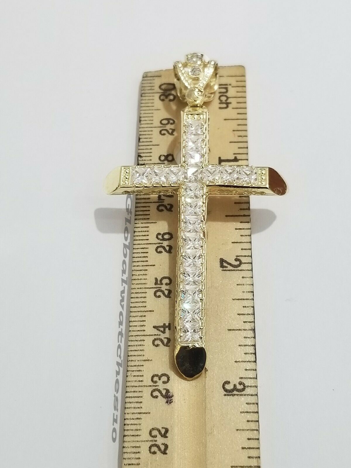 2" 3" 10k Yellow Gold Cross Charm Pendant Men's Real 10KT Gold Jesus Crucifix