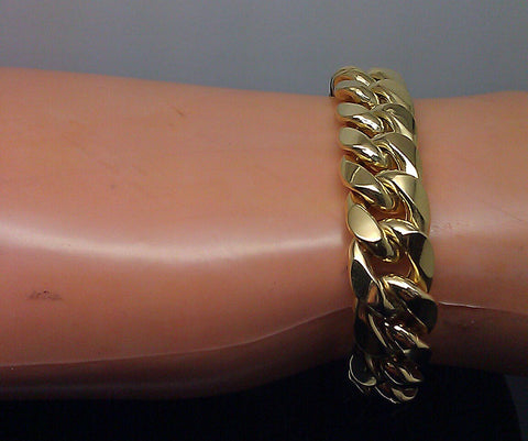 10K Men's Yellow Gold Thick Miami Cuban Bracelet 11mm, 7.5 Inches