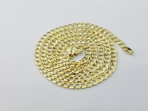 14KT SOLID Yellow Gold 3mm Cuban Curb Link chain Necklace 18"-26" Men Women Real