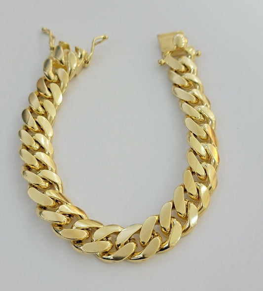 Solid Real 14k Gold Miami Cuban Link Bracelet 13mm 9" Inch 10kt Real Gold Sale