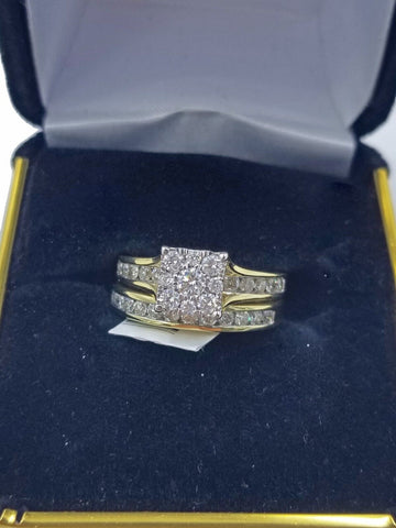 10k Yellow Gold Real Diamond Ring Her Wedding Engagement Band Women Sizable