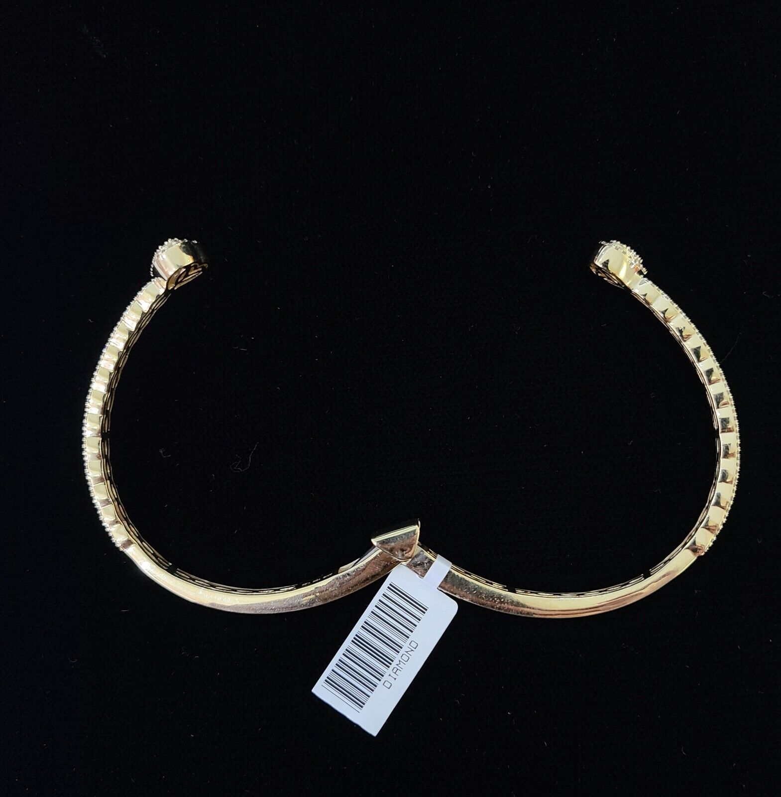 10K Yellow Gold Diamond Bracelet Bangle Spiral Design Hearts Round Cut REAL Gold