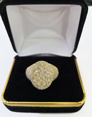 Real 10k Yellow Gold Diamonds Mens Ring Natural Diamond Oval Shaped Size 10