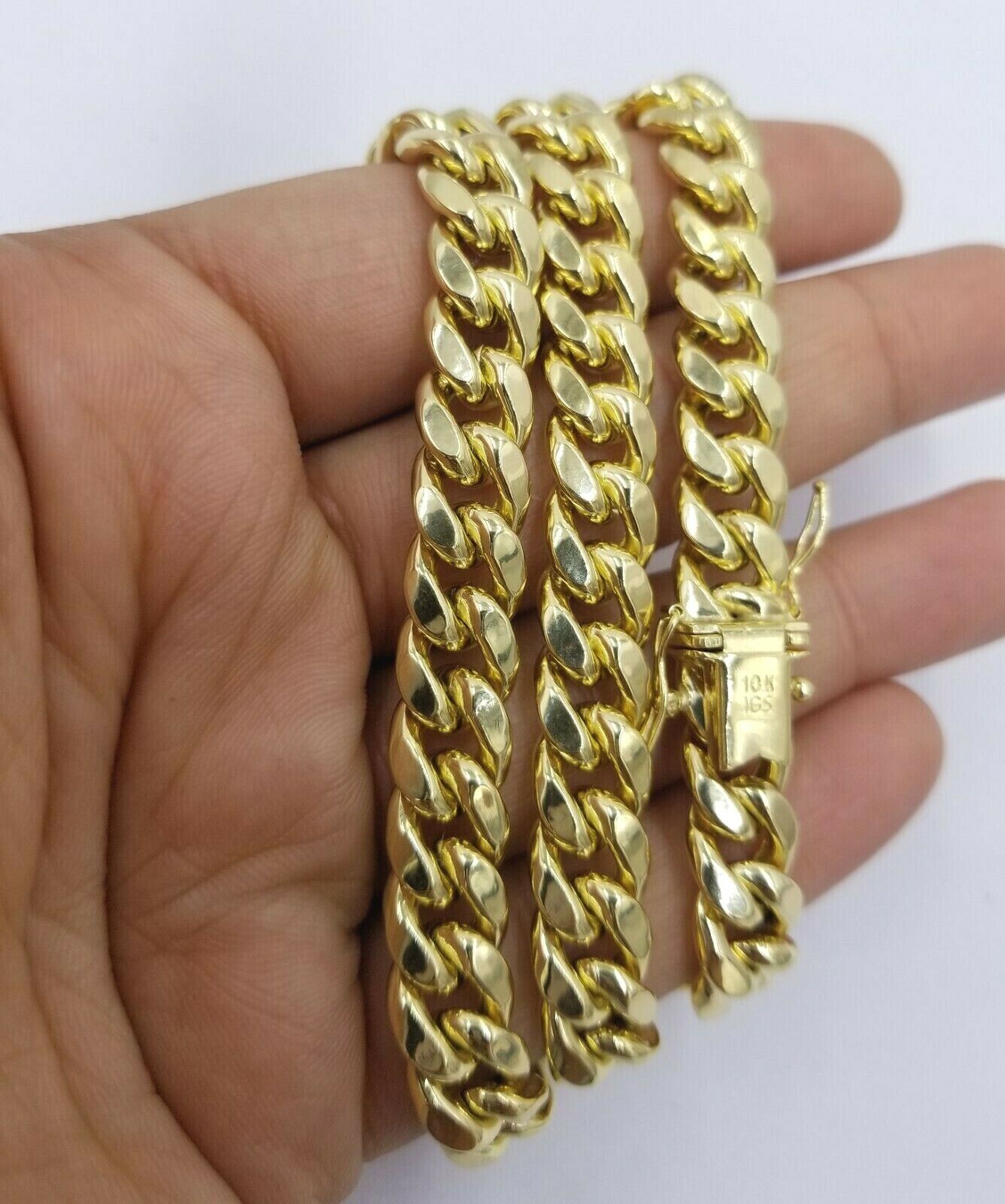 Real Gold Chain 10k Gold Miami Cuban Link 24 Inch Necklace Strong Mens Chain